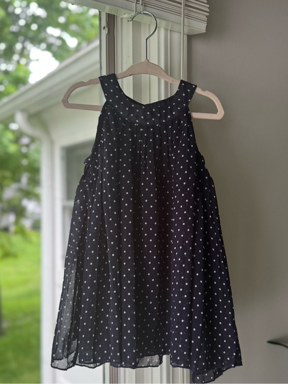 NWOT Blueberi Boulevard Toddler Girl Navy Polka Dot Chiffon Dress 2T Cute